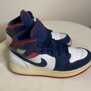 80’s Nike Air Jordan 1 Mid SE USA Blue Sneakers Shoes Size 6 BQ6981-104